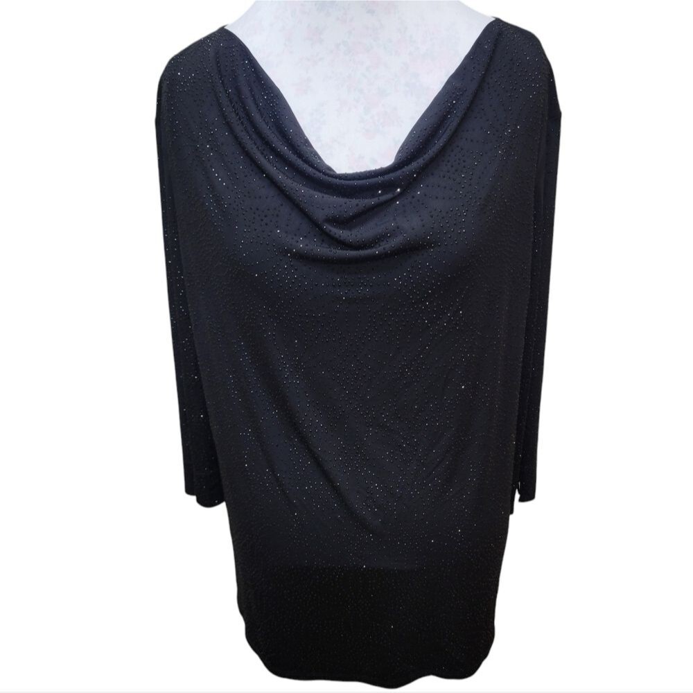 Alfred Dunner Women's Draped, Neck Shiny Studded Dress Top - NWOT
